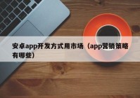 安卓app开发方式用市场（app营销策略有哪些）