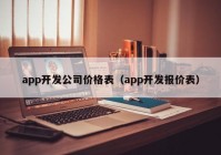 app开发公司价格表（app开发报价表）