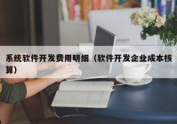 系统软件开发费用明细（软件开发企业成本核算）