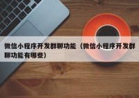 微信小程序开发群聊功能（微信小程序开发群聊功能有哪些）